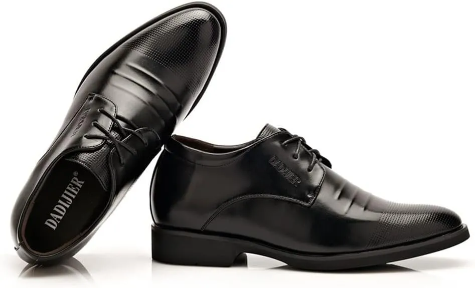 Men's Elevator Shoes 2" Taller Lace up Faux Leather Formal Oxford Dress Footwear Removable Invisible Height Increasing Insole Formal Men