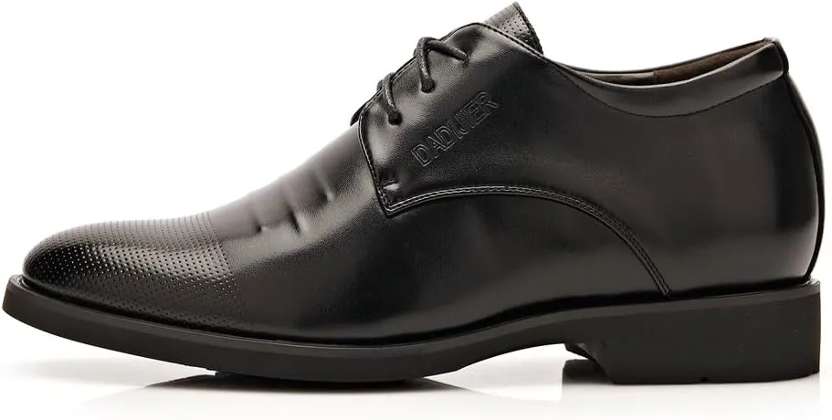 Men's Elevator Shoes 2" Taller Lace up Faux Leather Formal Oxford Dress Footwear Removable Invisible Height Increasing Insole Formal Men
