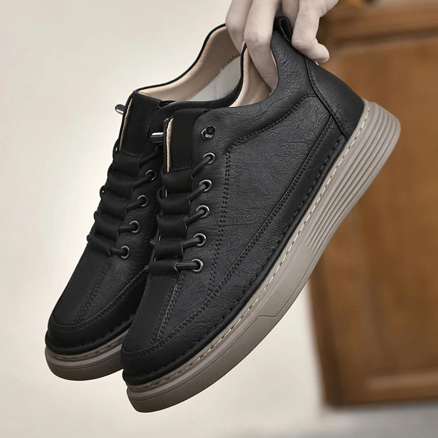 Men's Invisible Height Increasing Elevator Shoes 2.36 Inches Taller Casual Sneakers Leather Oxford Dress Shoes