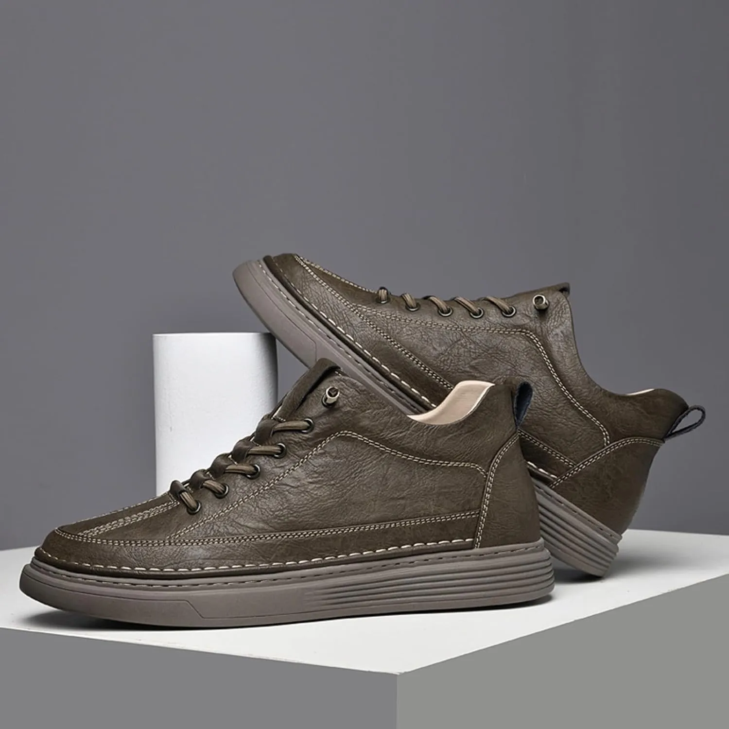 Men's Invisible Height Increasing Elevator Shoes 2.36 Inches Taller Casual Sneakers Leather Oxford Dress Shoes