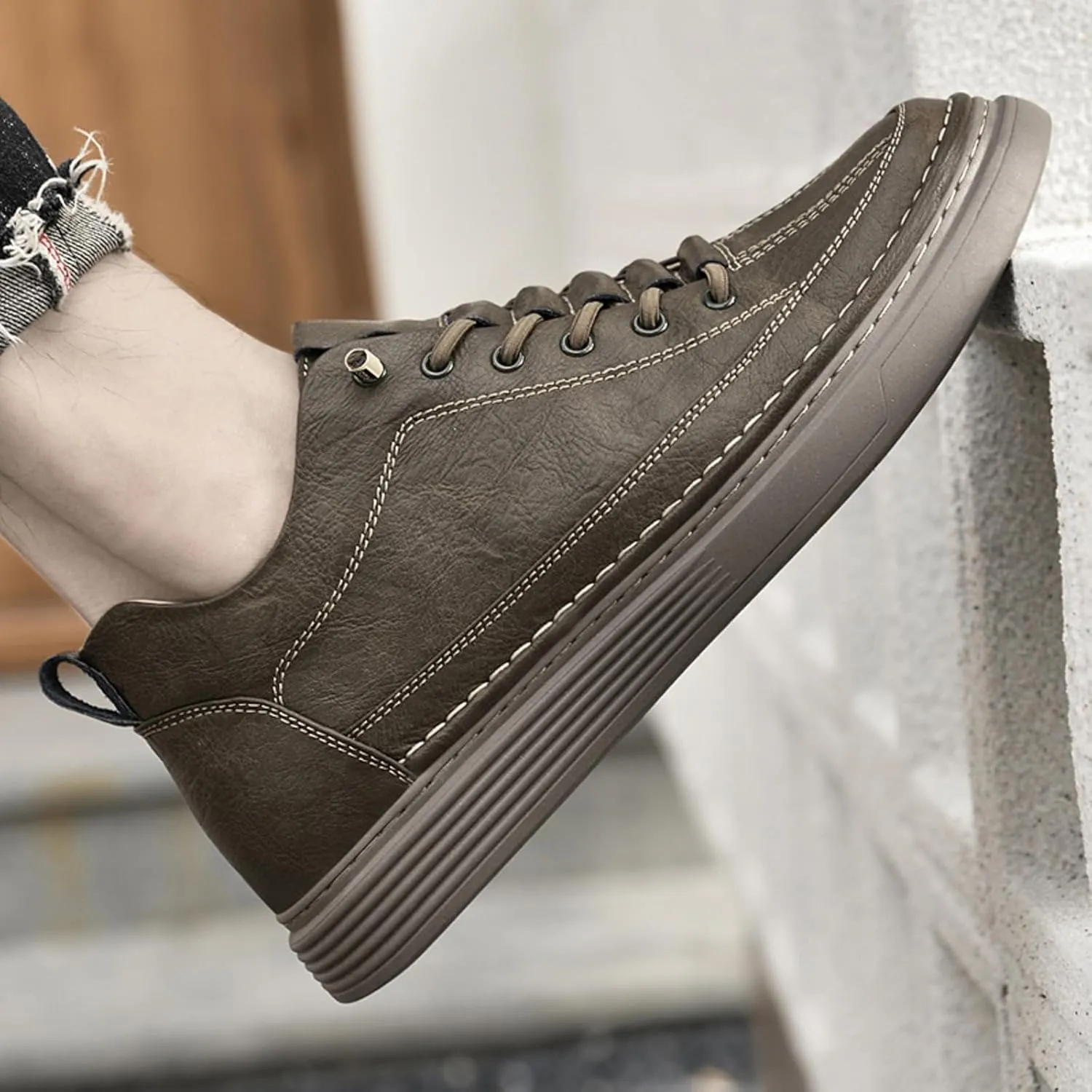 Men's Invisible Height Increasing Elevator Shoes 2.36 Inches Taller Casual Sneakers Leather Oxford Dress Shoes