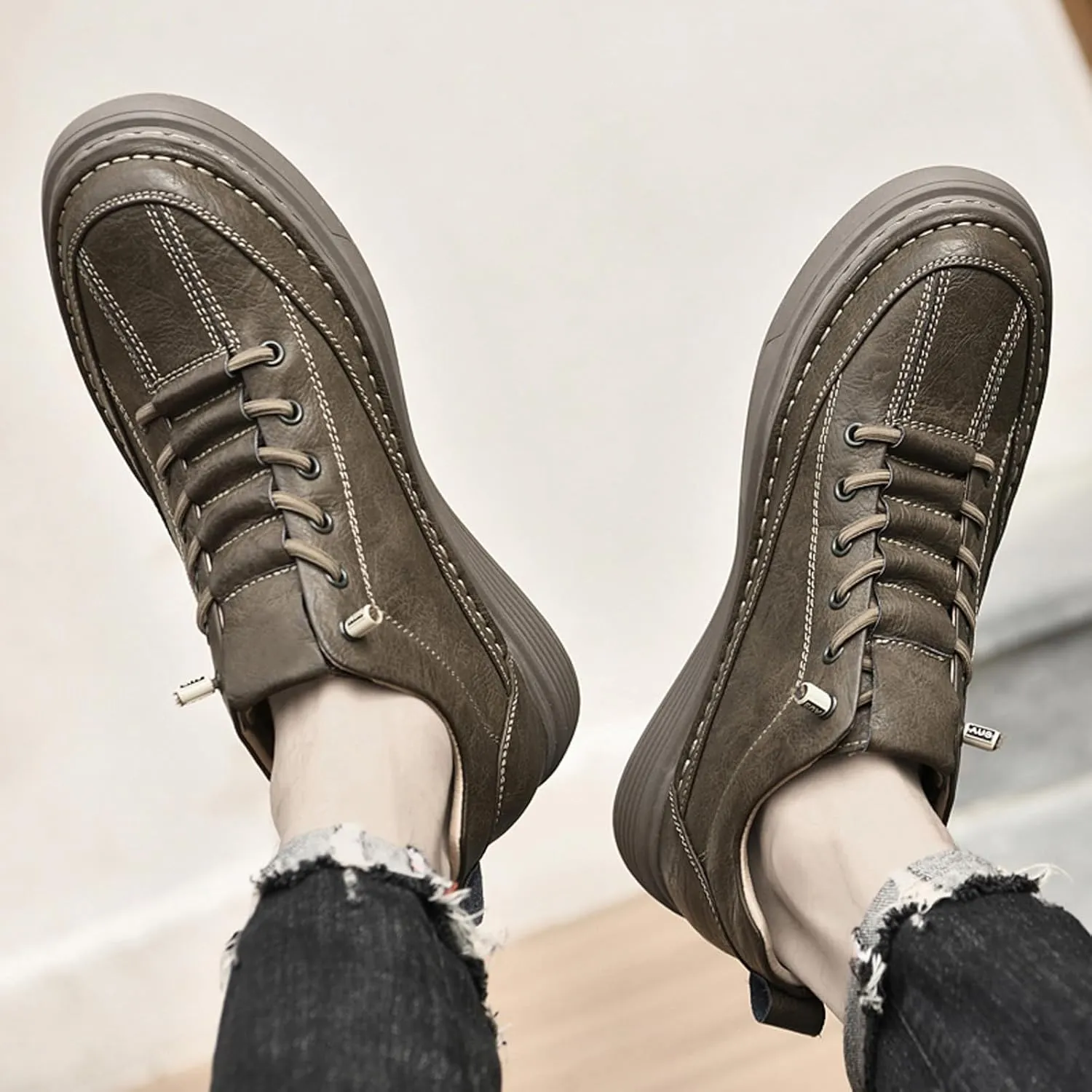 Men's Invisible Height Increasing Elevator Shoes 2.36 Inches Taller Casual Sneakers Leather Oxford Dress Shoes