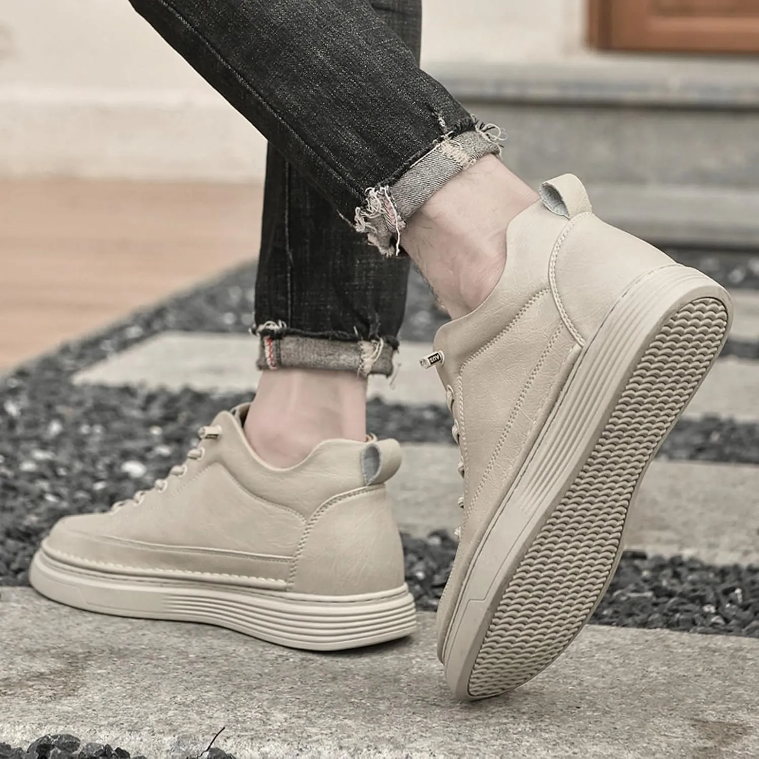 Men's Invisible Height Increasing Elevator Shoes 2.36 Inches Taller Casual Sneakers Leather Oxford Dress Shoes