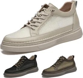 Men's Invisible Height Increasing Shoes Elevator Sneakers Breathable Lace Up Oxford Shoes Hidden Heel Lifting Shoes for Walking Driving Business Working Office