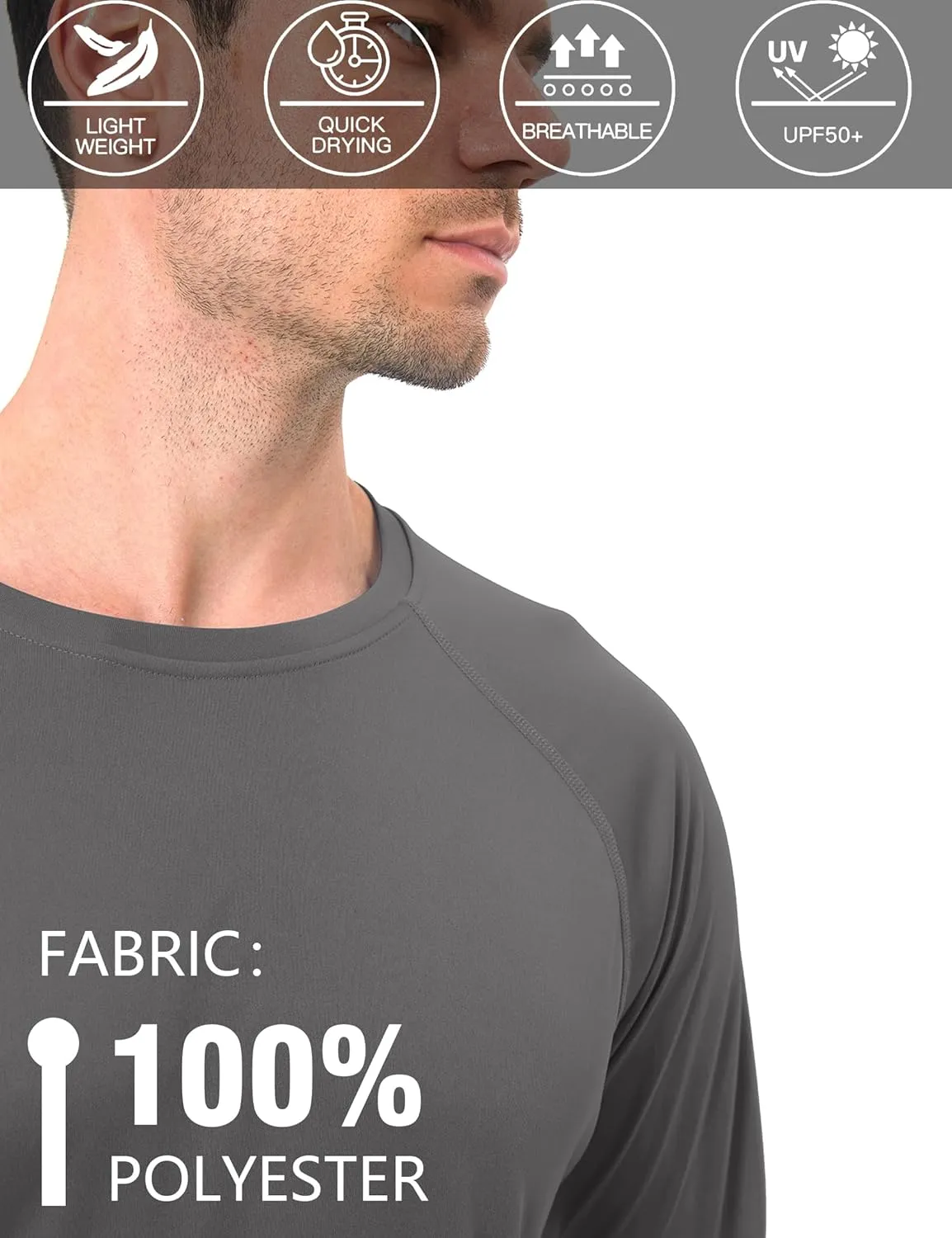 Men's Sun Protection Hoodie Rash Guard Shirts Long Sleeve UPF 50  Swim Fishing Shirt with Hood Lightweight UV SPF