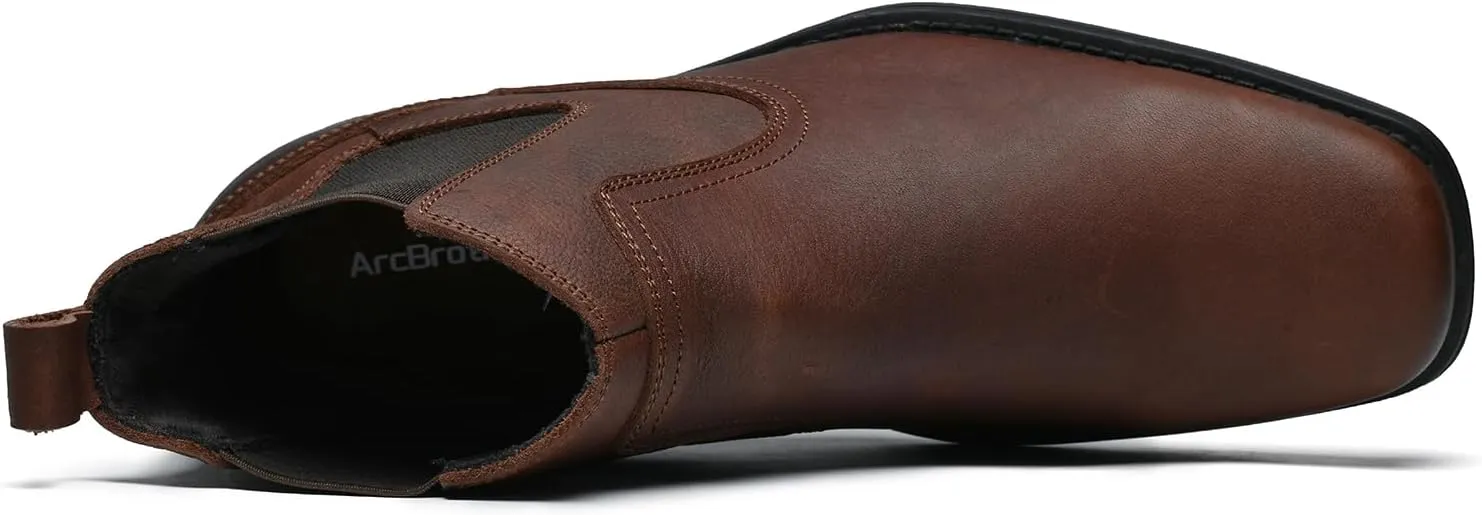 Men's Western Chelsea Cowboy Boots Square Toe, All-Weather Slip-On Work & Casual Boots for Ultimate Comfort & Durability