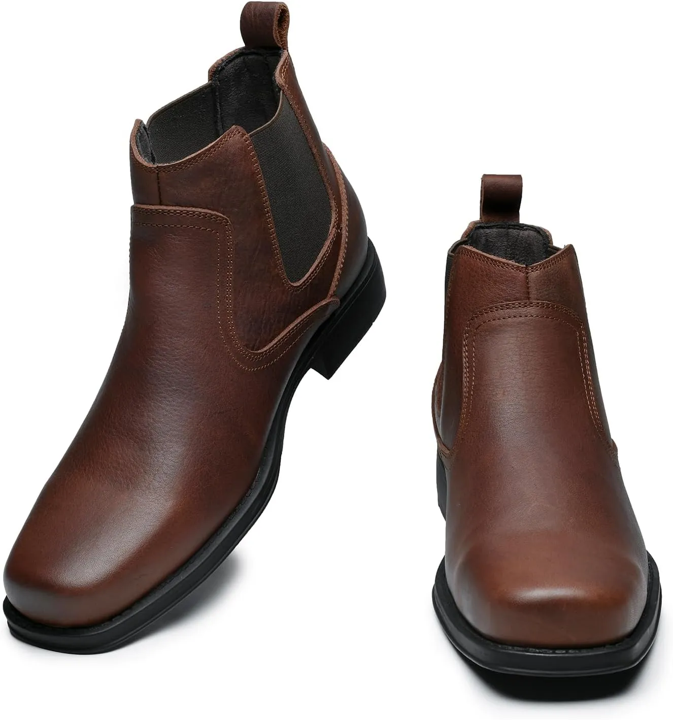 Men's Western Chelsea Cowboy Boots Square Toe, All-Weather Slip-On Work & Casual Boots for Ultimate Comfort & Durability