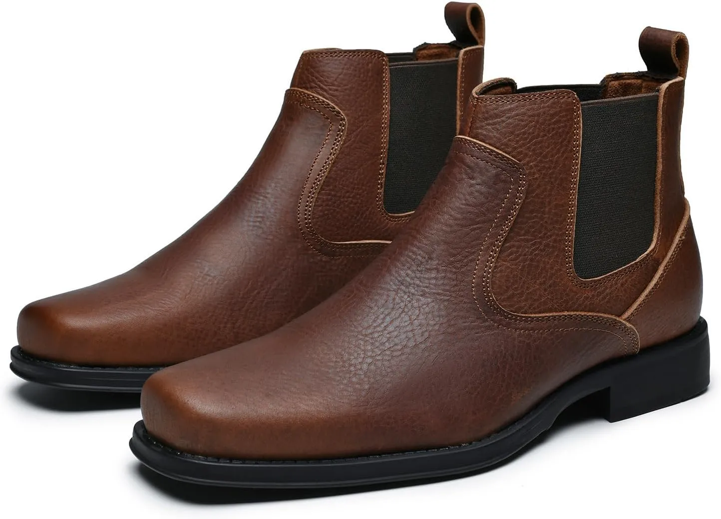 Men's Western Chelsea Cowboy Boots Square Toe, All-Weather Slip-On Work & Casual Boots for Ultimate Comfort & Durability