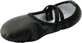 missfiona PU Leather Ballet Shoes Women Belly Slippers Dance Shoes Adult Split-Sole Gymnastics Flat