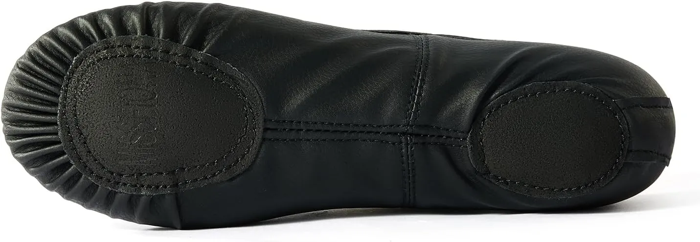 missfiona PU Leather Ballet Shoes Women Belly Slippers Dance Shoes Adult Split-Sole Gymnastics Flat