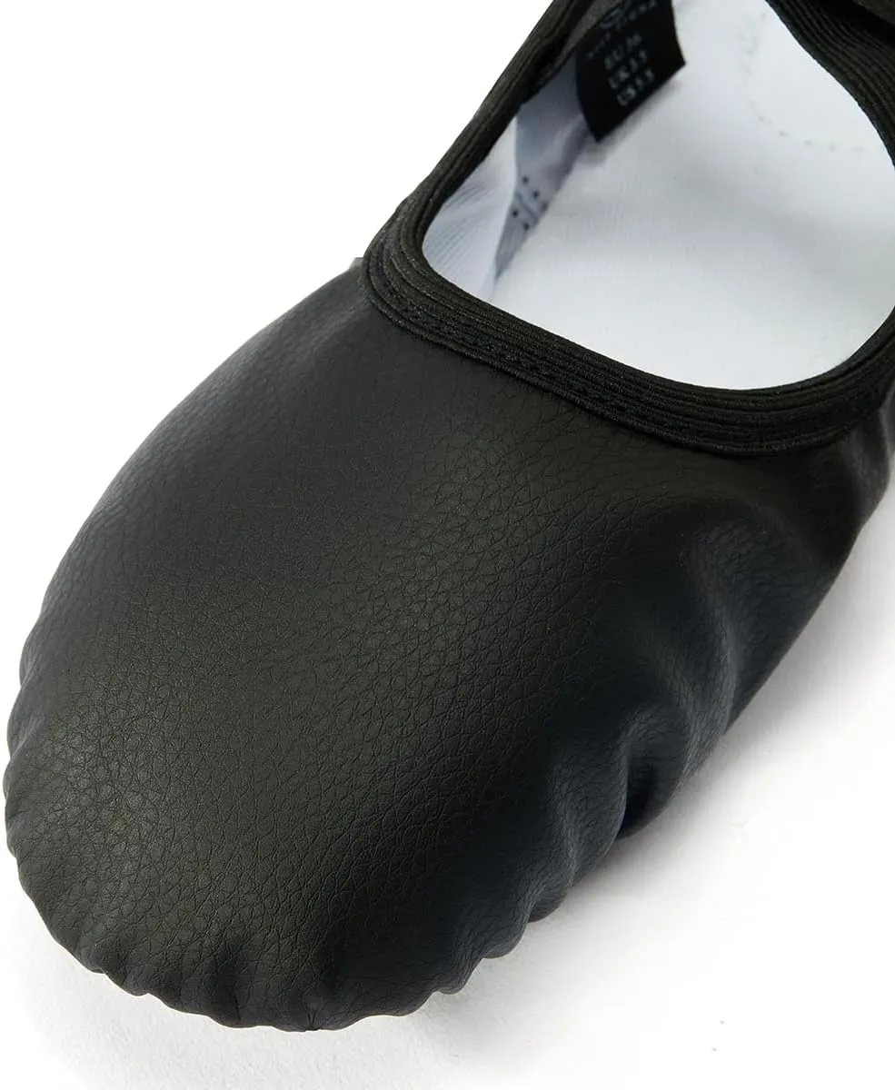missfiona PU Leather Ballet Shoes Women Belly Slippers Dance Shoes Adult Split-Sole Gymnastics Flat