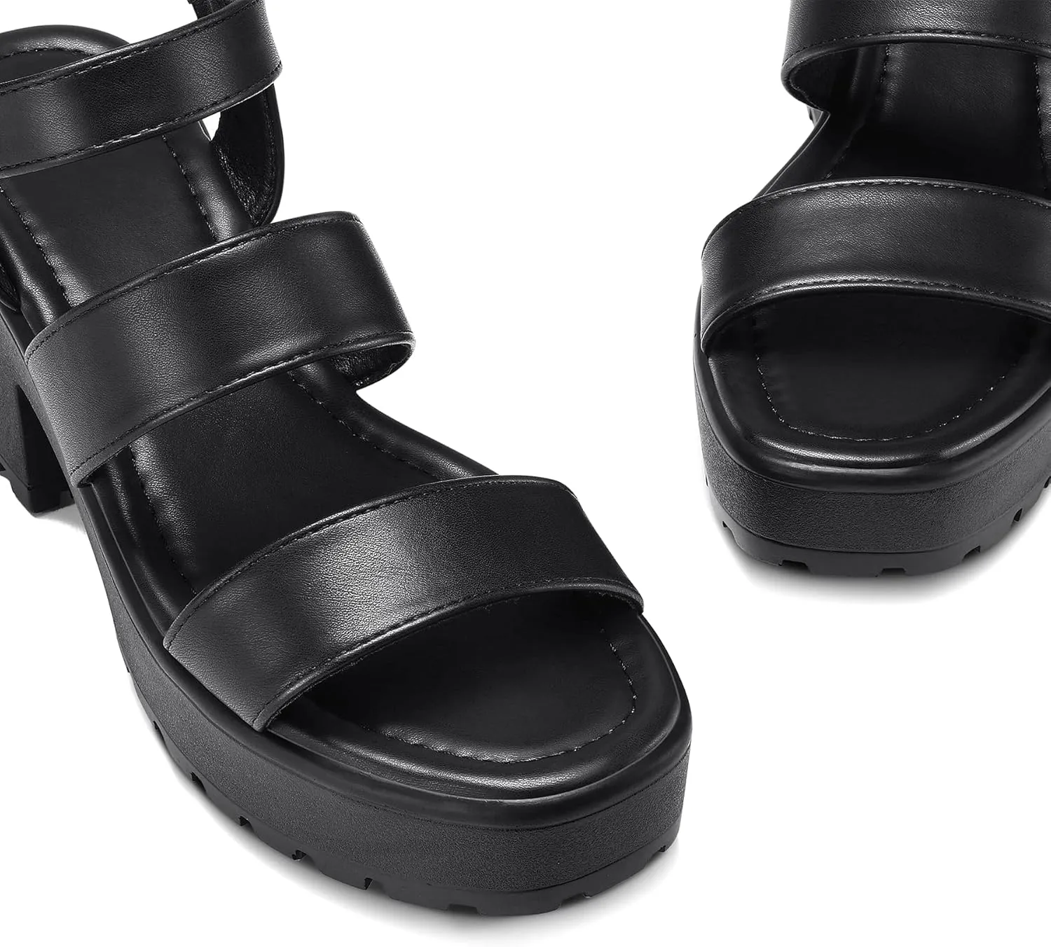 mysoft Women's Platform Sandals Ankle Strap Open Toe Lug Sole 3 Inch Chunky Block Heeled Sandals