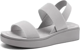 mysoft Women's Platform Wedges Sandals Slingback Lightweight Elastic Ankle Strap Low Wedges Walking Sandals Comfortable Slip On Casual Shoes