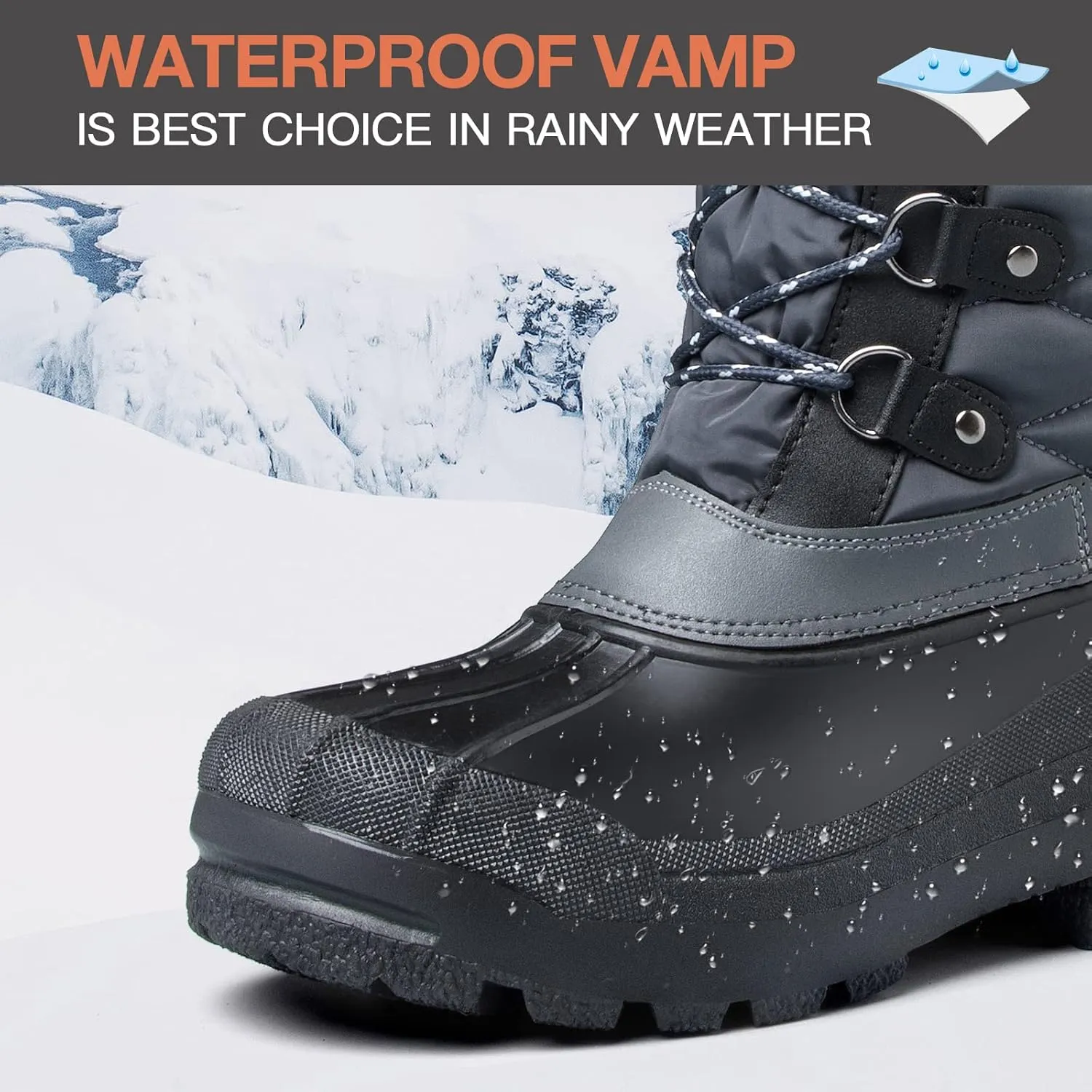 mysoft Women's Snow Boots Warm Insulated Faux Fur Lined Waterproof Mid-Calf Winter Boots