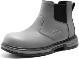 NORTIV 8 Slip On Work Boots for Men Steel Toe Waterproof Safety Construction Boots for Men