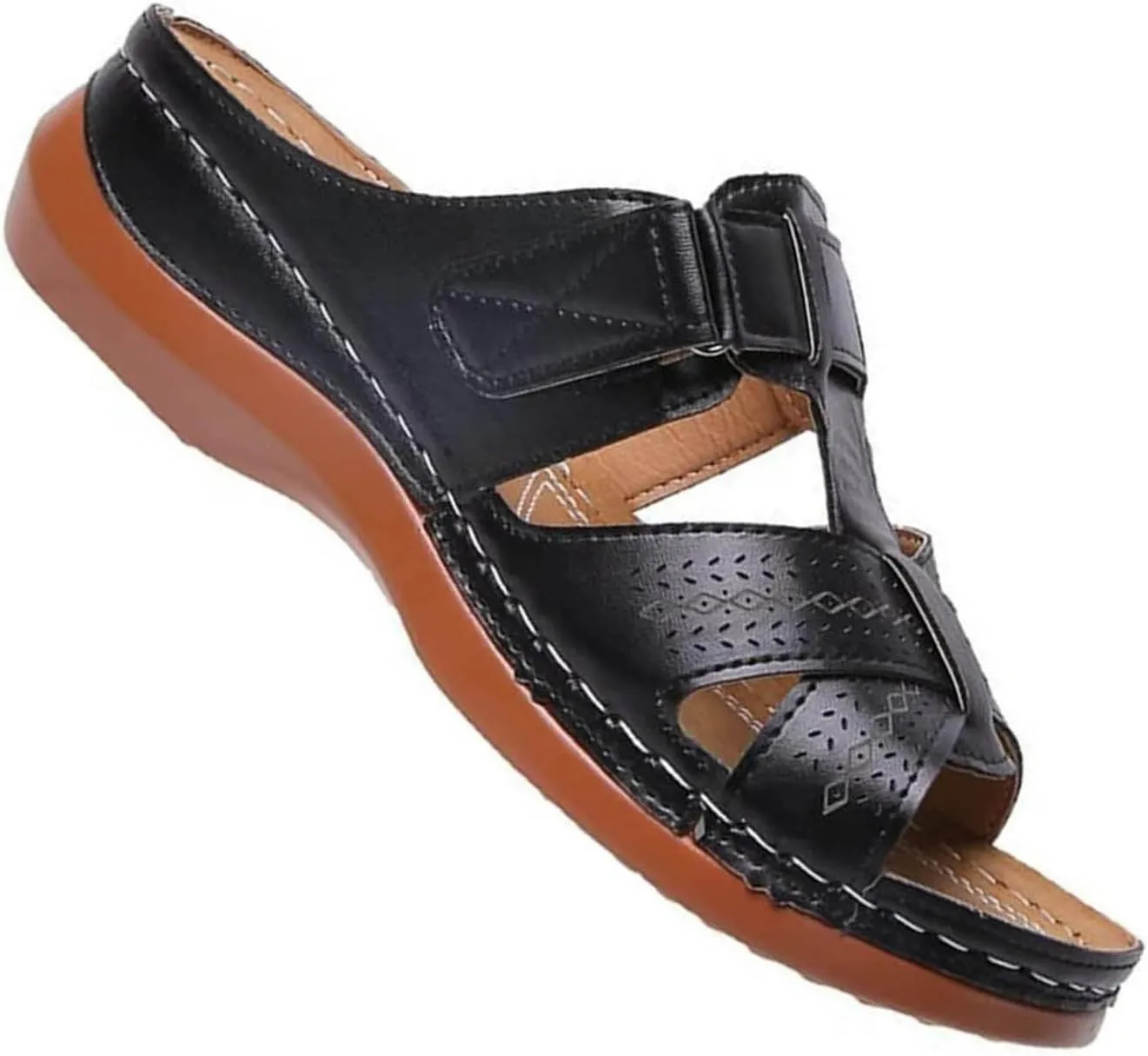 Orthopedic Sandals for Women Arch Support Slide Wedge Sandals Open Toe Slip On Platforms Comfortable Walking Shoes
