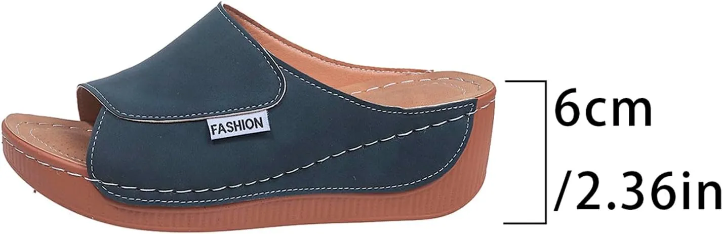 Platform Sandals for Women Wide Width Minimalist Peep Toe Slip On Summer Casual Shoes Womens Shoes