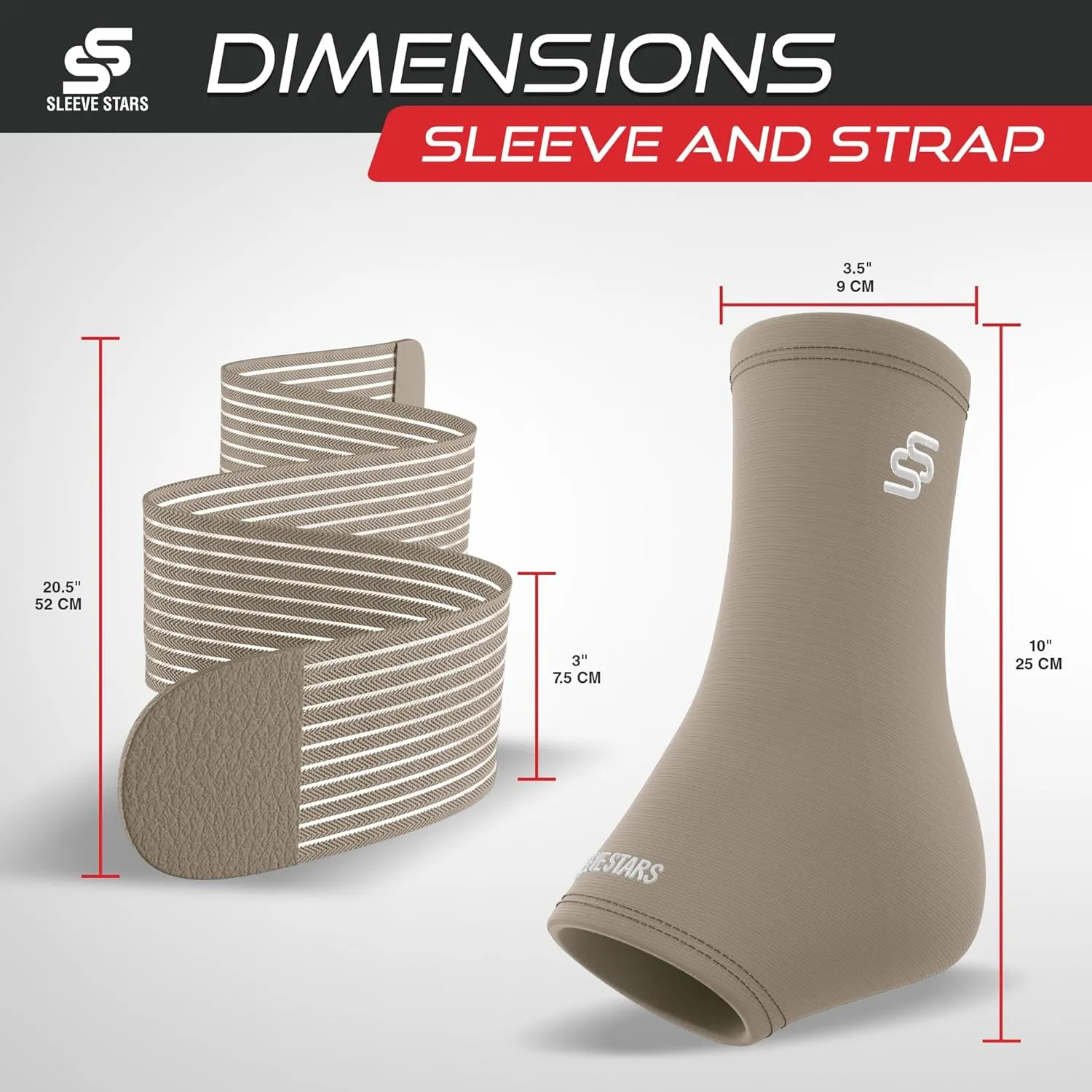 Sleeve Stars Ankle Brace for Sprained Ankle, Plantar Fasciitis Relief Ankle Support for Women, Ankle Compression Sleeve w/ Strap (Single/Beige)