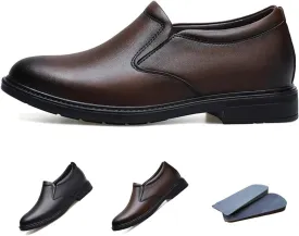 Slip on Men's Loafers Height-Boosting Formal Dress Shoes 2.36" Taller Invisible Height Increasing Elevator Shoes Leather Shoes for Business Wedding Office