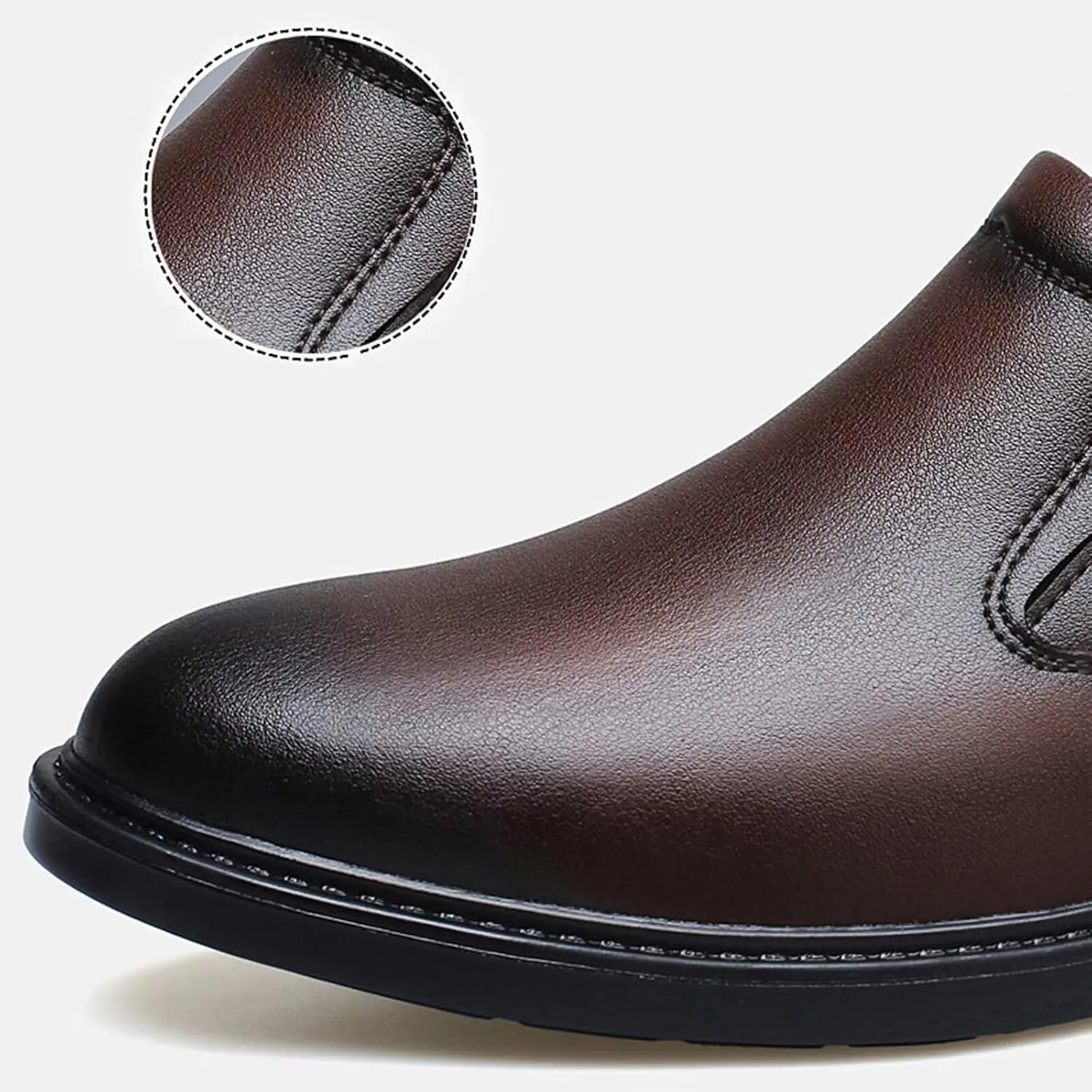 Slip on Men's Loafers Height-Boosting Formal Dress Shoes 2.36" Taller Invisible Height Increasing Elevator Shoes Leather Shoes for Business Wedding Office