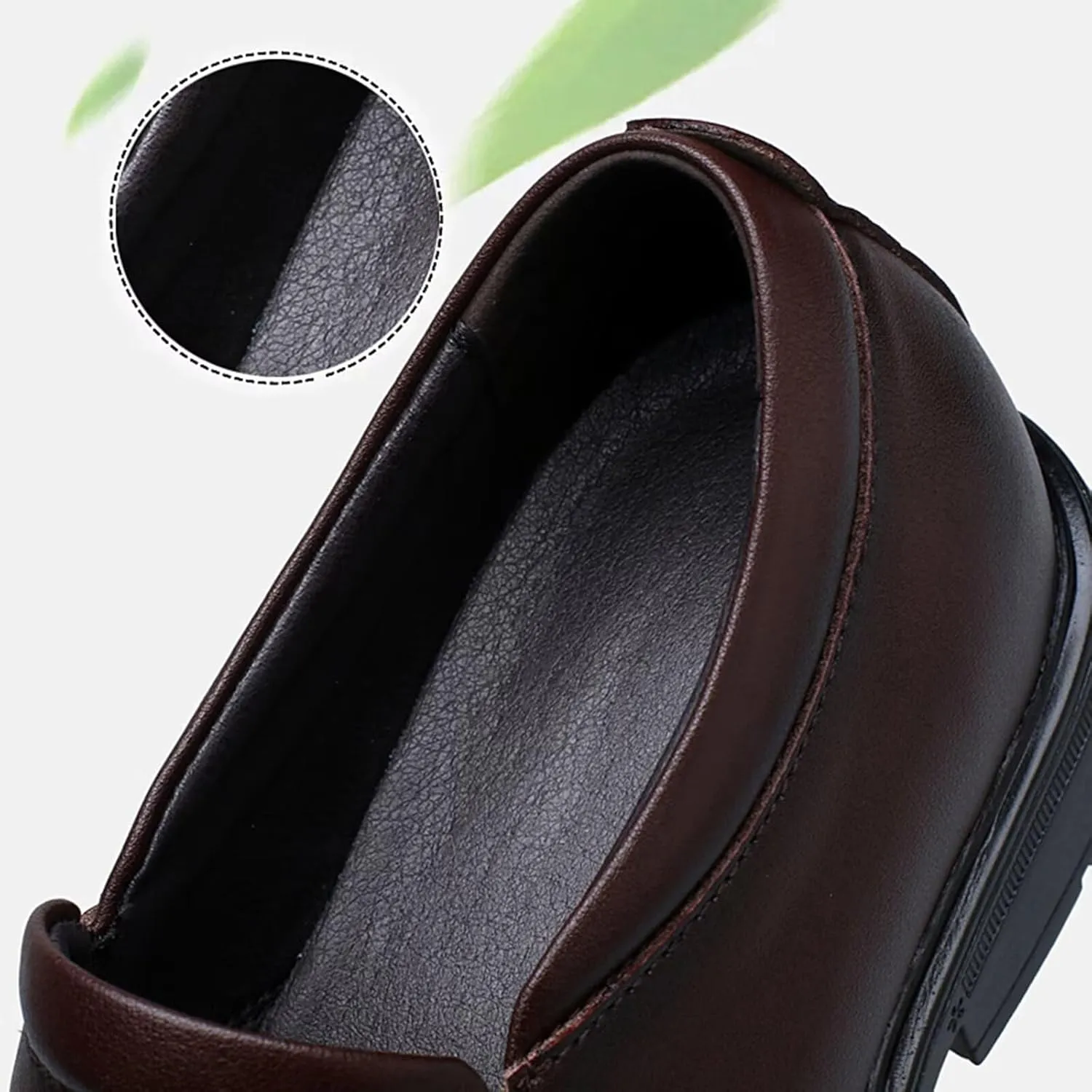 Slip on Men's Loafers Height-Boosting Formal Dress Shoes 2.36" Taller Invisible Height Increasing Elevator Shoes Leather Shoes for Business Wedding Office