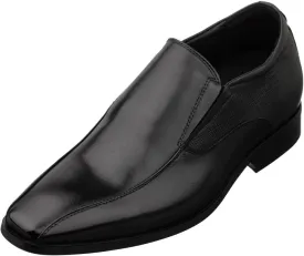 TOTO Men's Invisible Height Increasing Elevator Shoes - Black Leather Slip-on Formal Dress Loafers- 2.2 Inches Taller - Y6361 - Size 9 D(M) US