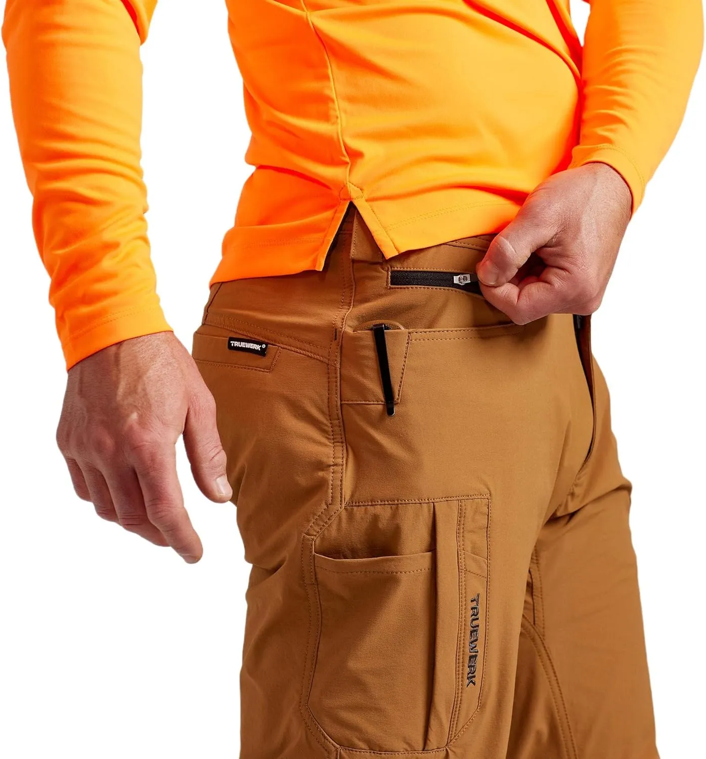 TRUEWERK Men??s Work Pants - T1 WerkPants Relaxed Fit, Lightweight, Moisture Wicking, Tactical Cargo Pants with 4-Way Stretch