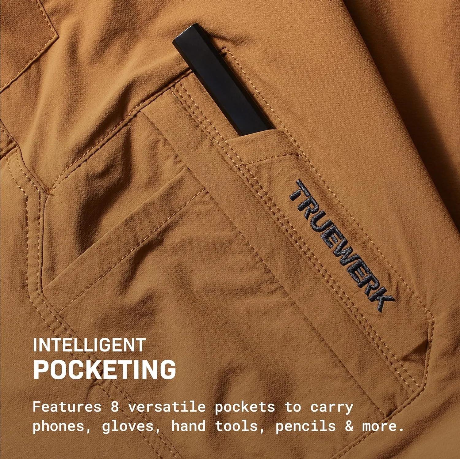 TRUEWERK Men??s Work Pants - T1 WerkPants Relaxed Fit, Lightweight, Moisture Wicking, Tactical Cargo Pants with 4-Way Stretch