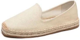 U-lite Men's Classic Suede Canvas Round Cap Toe Espadrilles Loafers Pure Color Slip On Comfortable Flats Shoes
