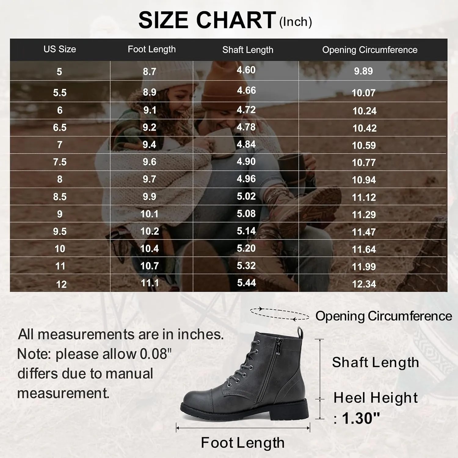 Vepose Women's Ankle Boots Lace up, Flat Fashion Combat Booties Low Heel