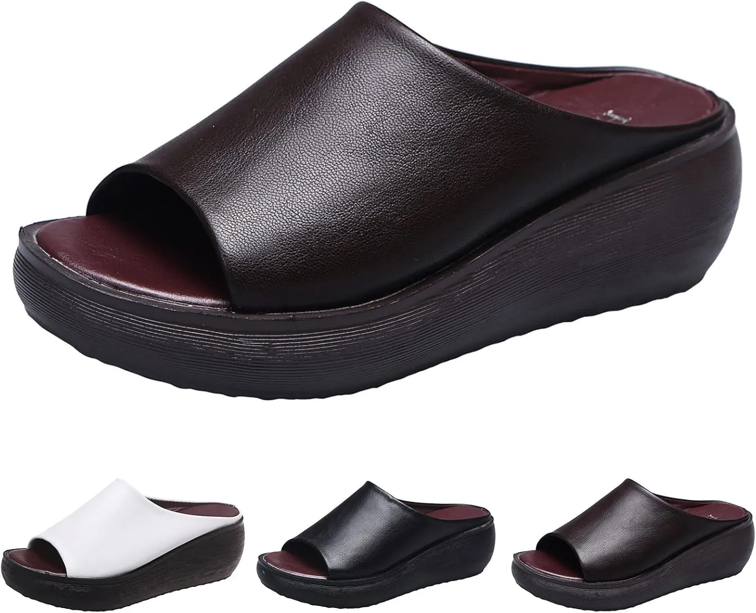 Wedge Sandals for Women Comfortable Platform Open Toe Slip On Slides High Heels Summer Mules Walking Beach Shoes