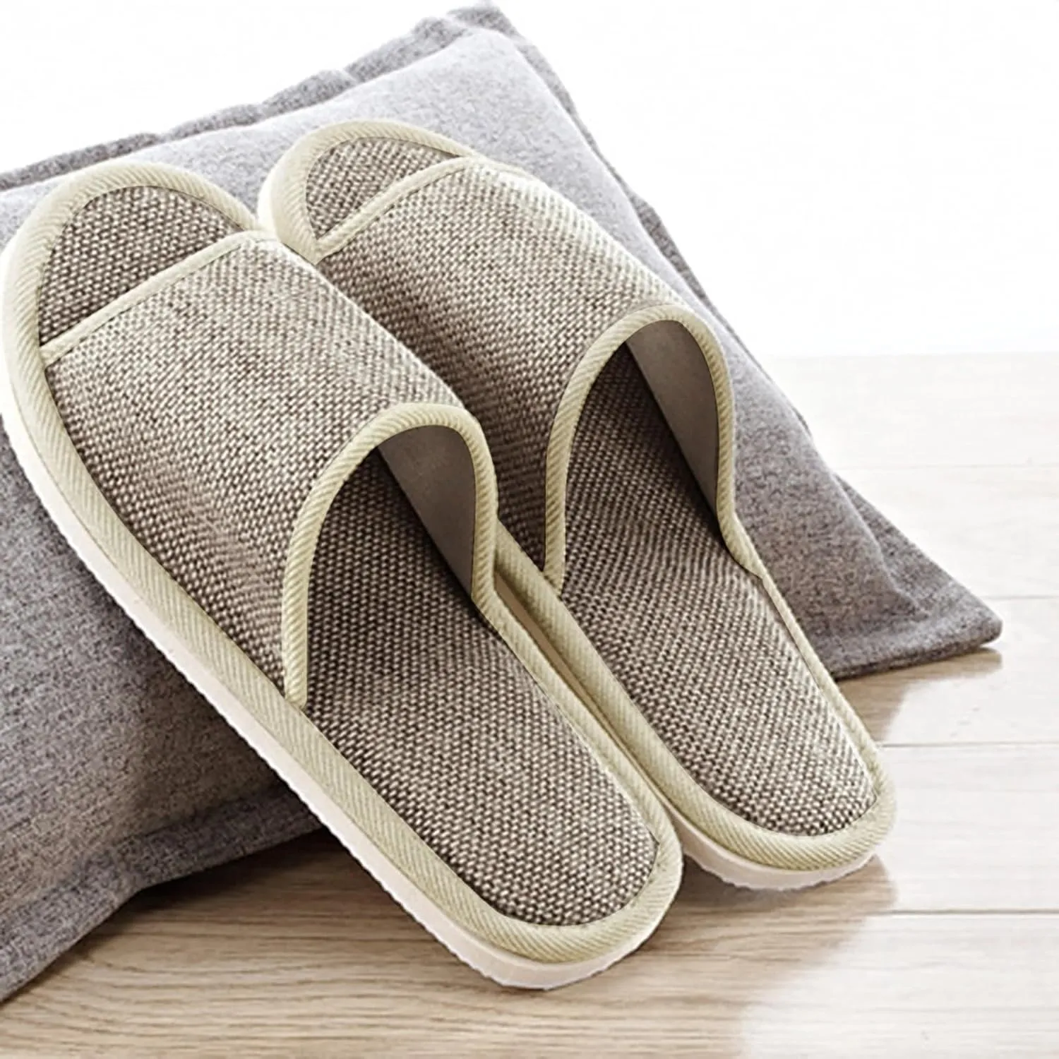 Women Men Home Slippers Washable Cotton Open-Toe Slippers Indoor Shoes Casual Flax Soft Non-Slip Sole Slides Shoes
