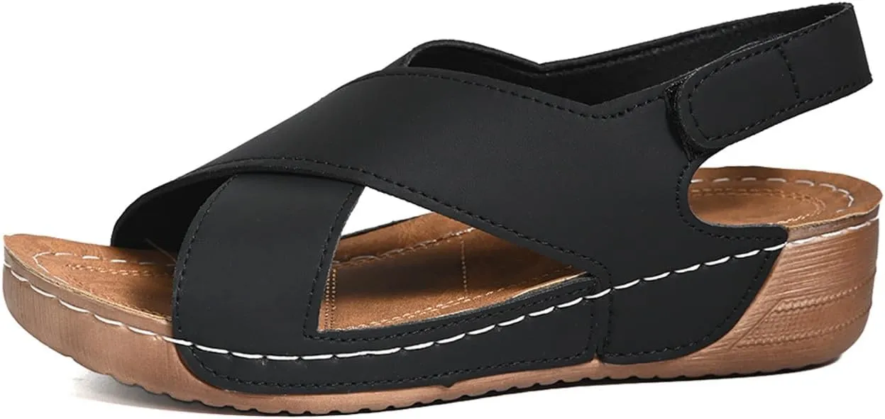 Women's Wedge Sandals Orthotic Comfort Dressy Summer Sandal Ankle Strap Casual Walking Wedges Platform Slip On Shoes