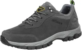 Workout Athletic Sport Shoes for Men Solid Thick Sole Hiking Shoes Comfortable Lace Up Outdoor Sneaker for Men