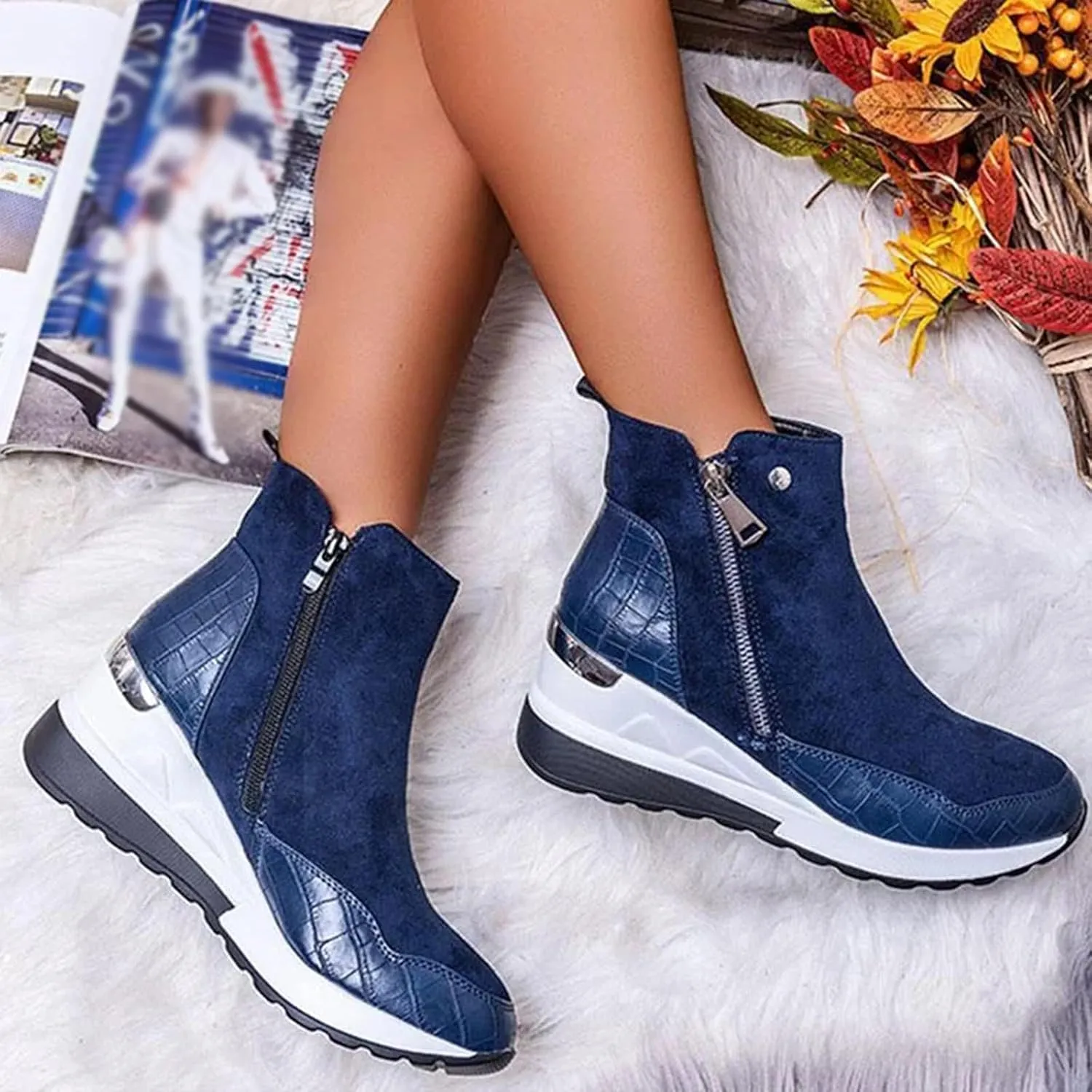 ZBYY Wedge Sneakers for Women Ladies Hidden Heel Sneakers Casual Platform Sneakers Shoes Walking Wedge Shoes