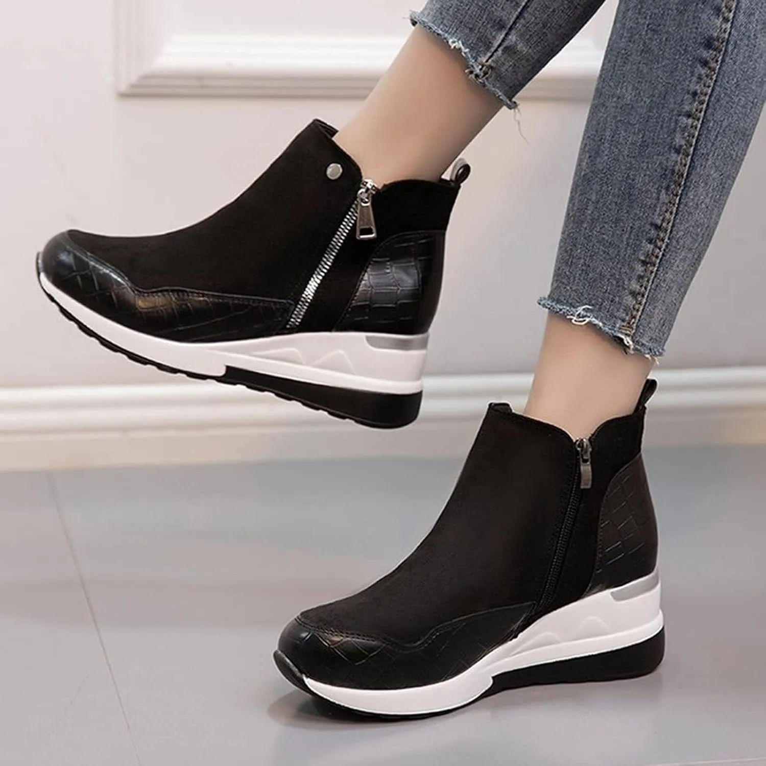 ZBYY Wedge Sneakers for Women Ladies Hidden Heel Sneakers Casual Platform Sneakers Shoes Walking Wedge Shoes