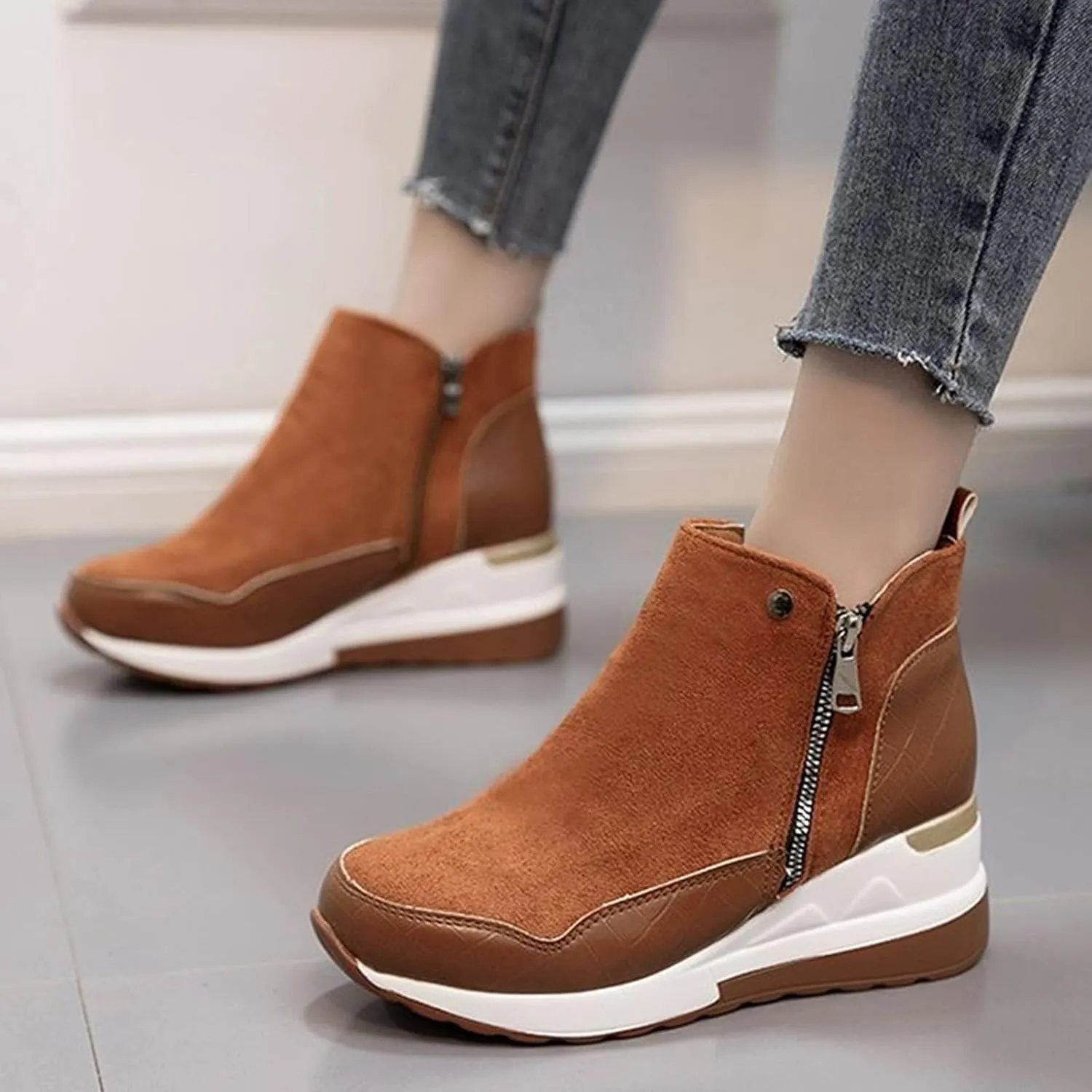 ZBYY Wedge Sneakers for Women Ladies Hidden Heel Sneakers Casual Platform Sneakers Shoes Walking Wedge Shoes