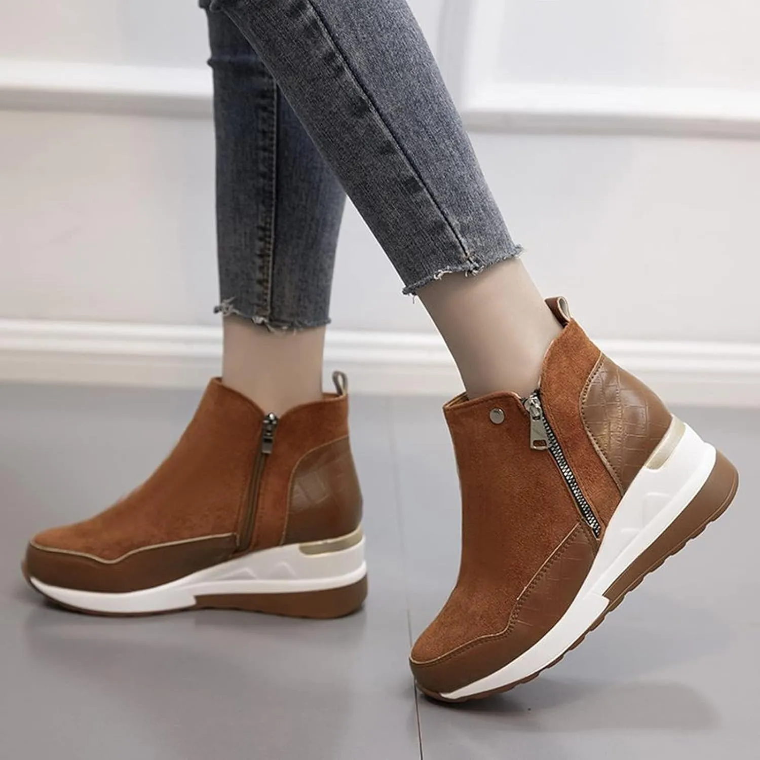 ZBYY Wedge Sneakers for Women Ladies Hidden Heel Sneakers Casual Platform Sneakers Shoes Walking Wedge Shoes