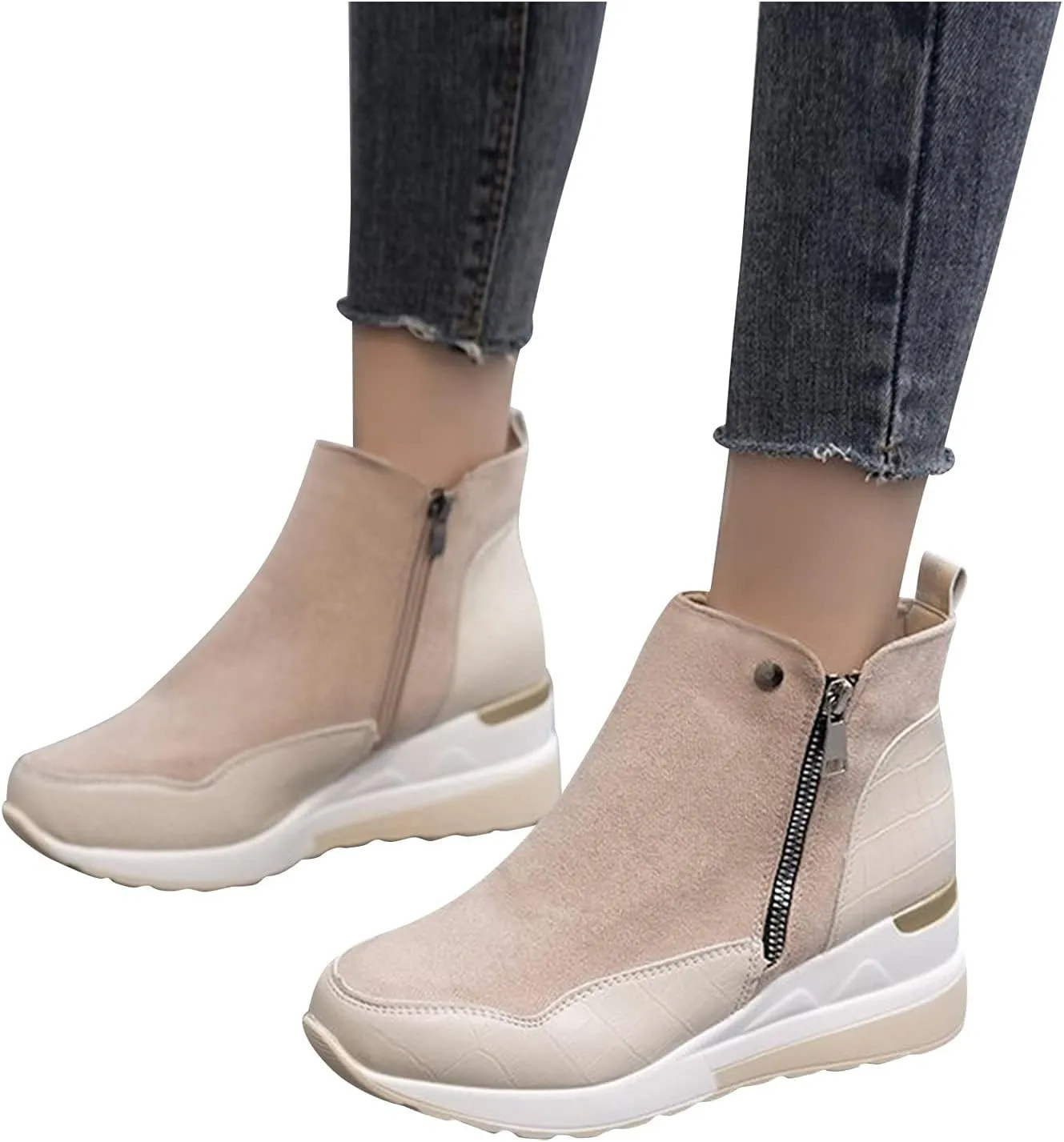 ZBYY Wedge Sneakers for Women Ladies Hidden Heel Sneakers Casual Platform Sneakers Shoes Walking Wedge Shoes