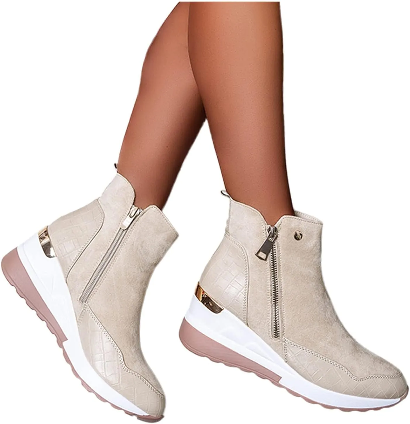 ZBYY Wedge Sneakers for Women Ladies Hidden Heel Sneakers Casual Platform Sneakers Shoes Walking Wedge Shoes