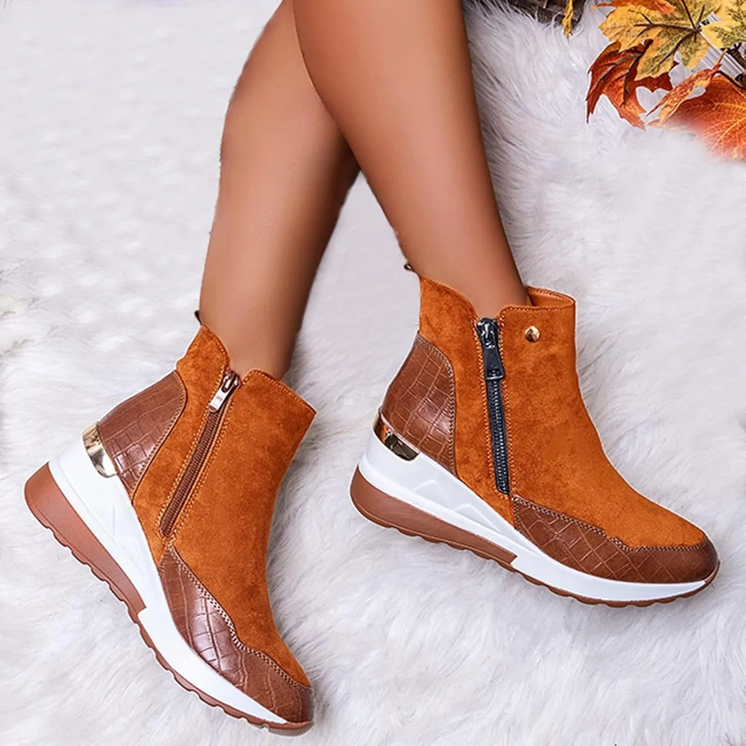 ZBYY Wedge Sneakers for Women Ladies Hidden Heel Sneakers Casual Platform Sneakers Shoes Walking Wedge Shoes