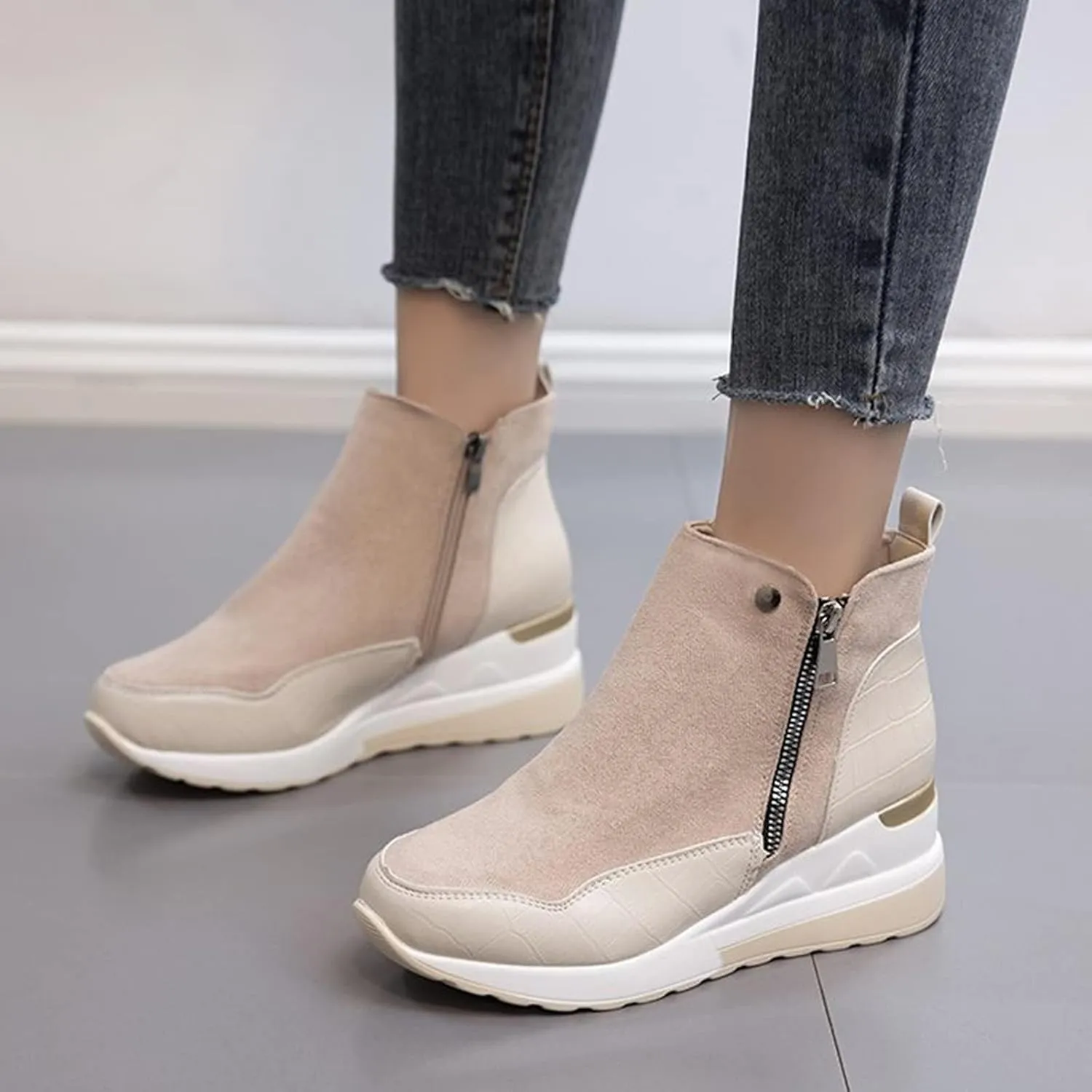 ZBYY Wedge Sneakers for Women Ladies Hidden Heel Sneakers Casual Platform Sneakers Shoes Walking Wedge Shoes