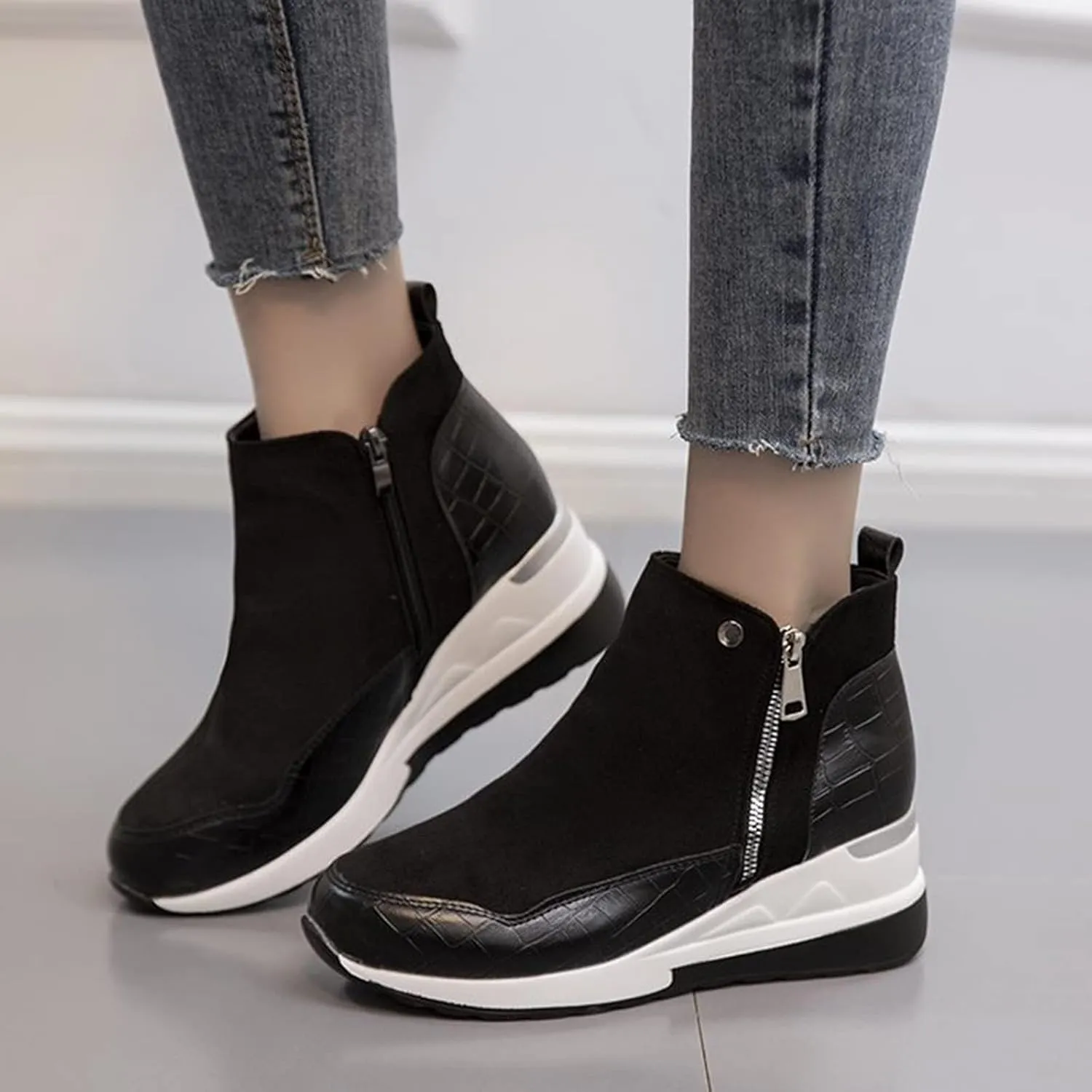 ZBYY Wedge Sneakers for Women Ladies Hidden Heel Sneakers Casual Platform Sneakers Shoes Walking Wedge Shoes