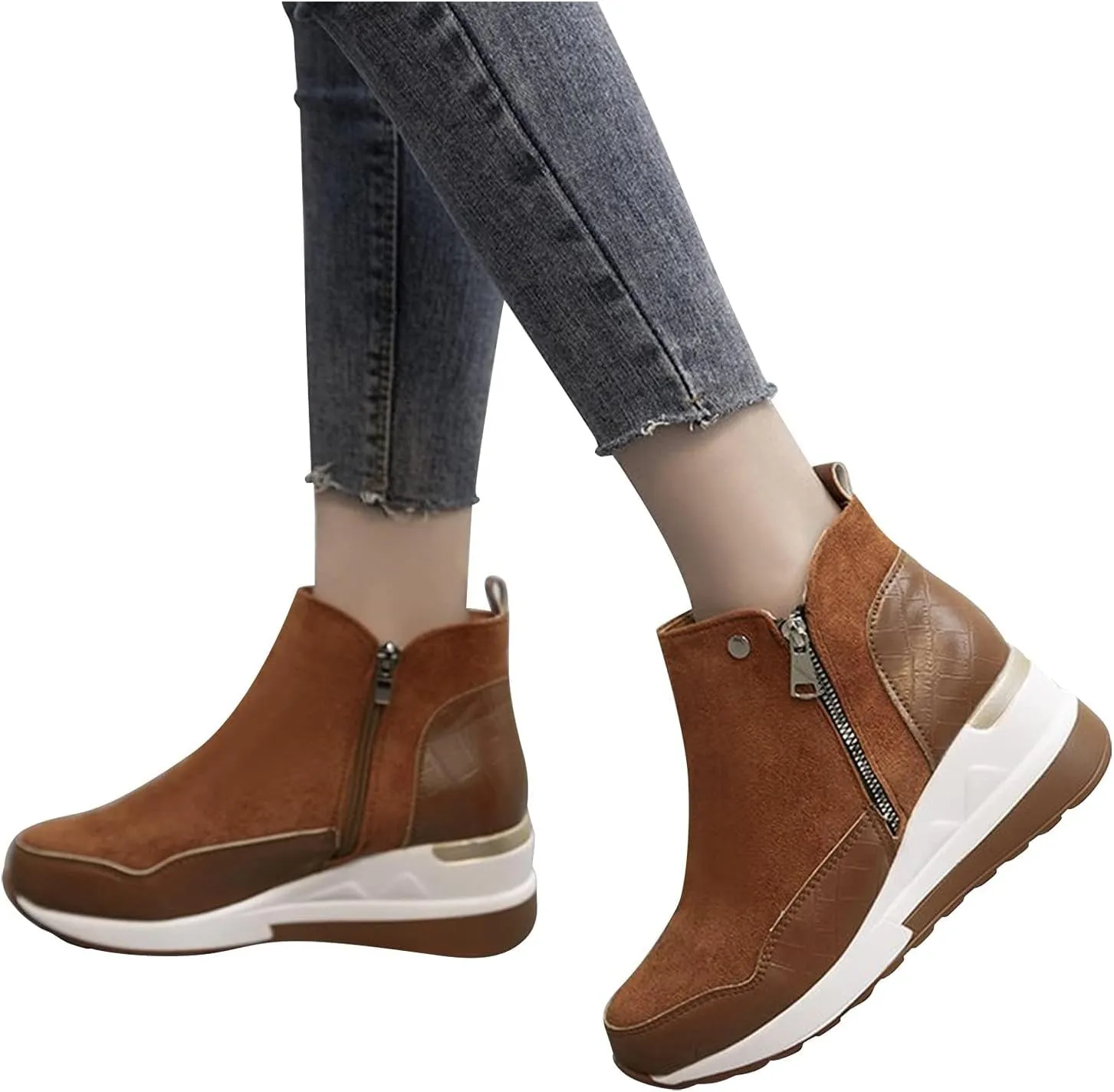 ZBYY Wedge Sneakers for Women Ladies Hidden Heel Sneakers Casual Platform Sneakers Shoes Walking Wedge Shoes