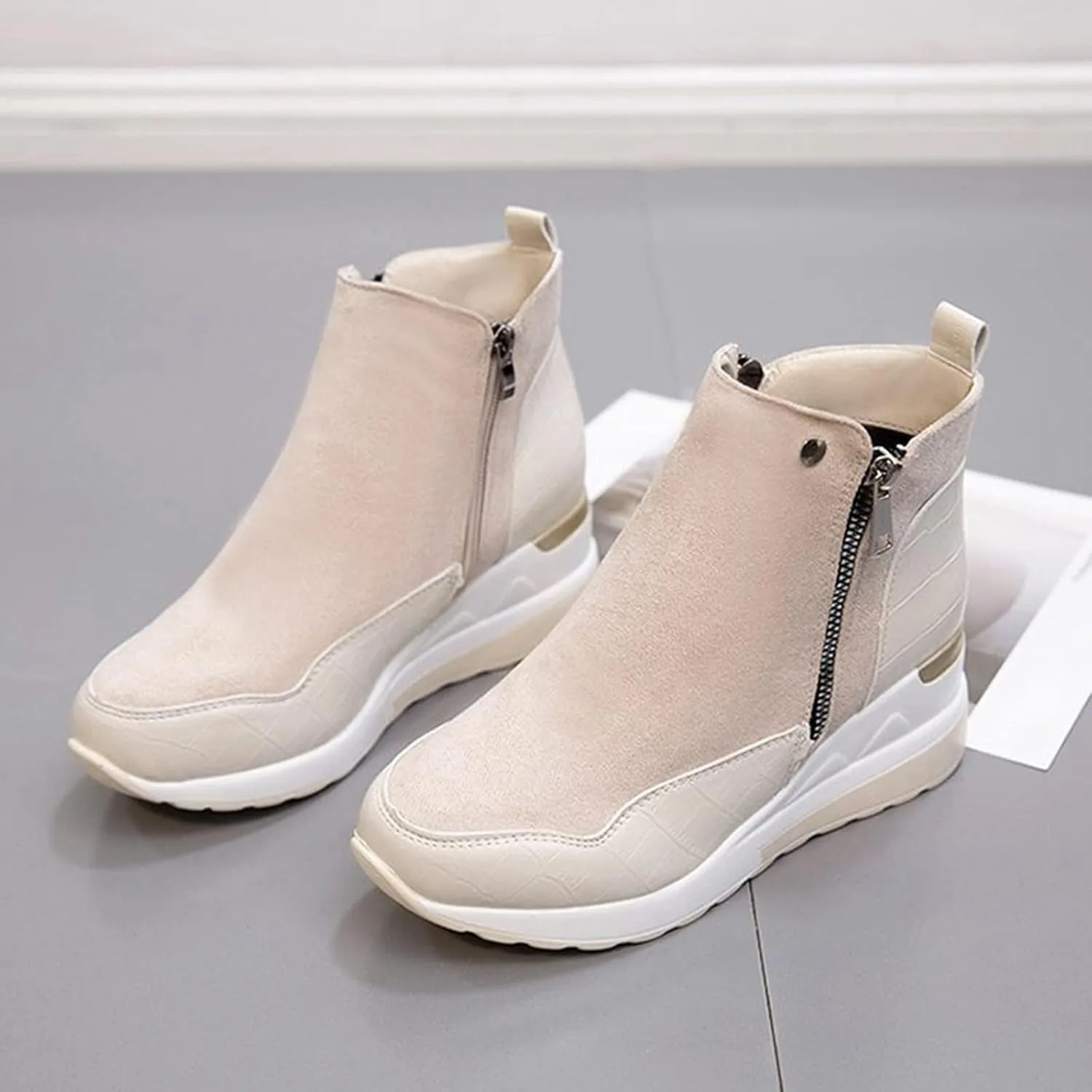ZBYY Wedge Sneakers for Women Ladies Hidden Heel Sneakers Casual Platform Sneakers Shoes Walking Wedge Shoes