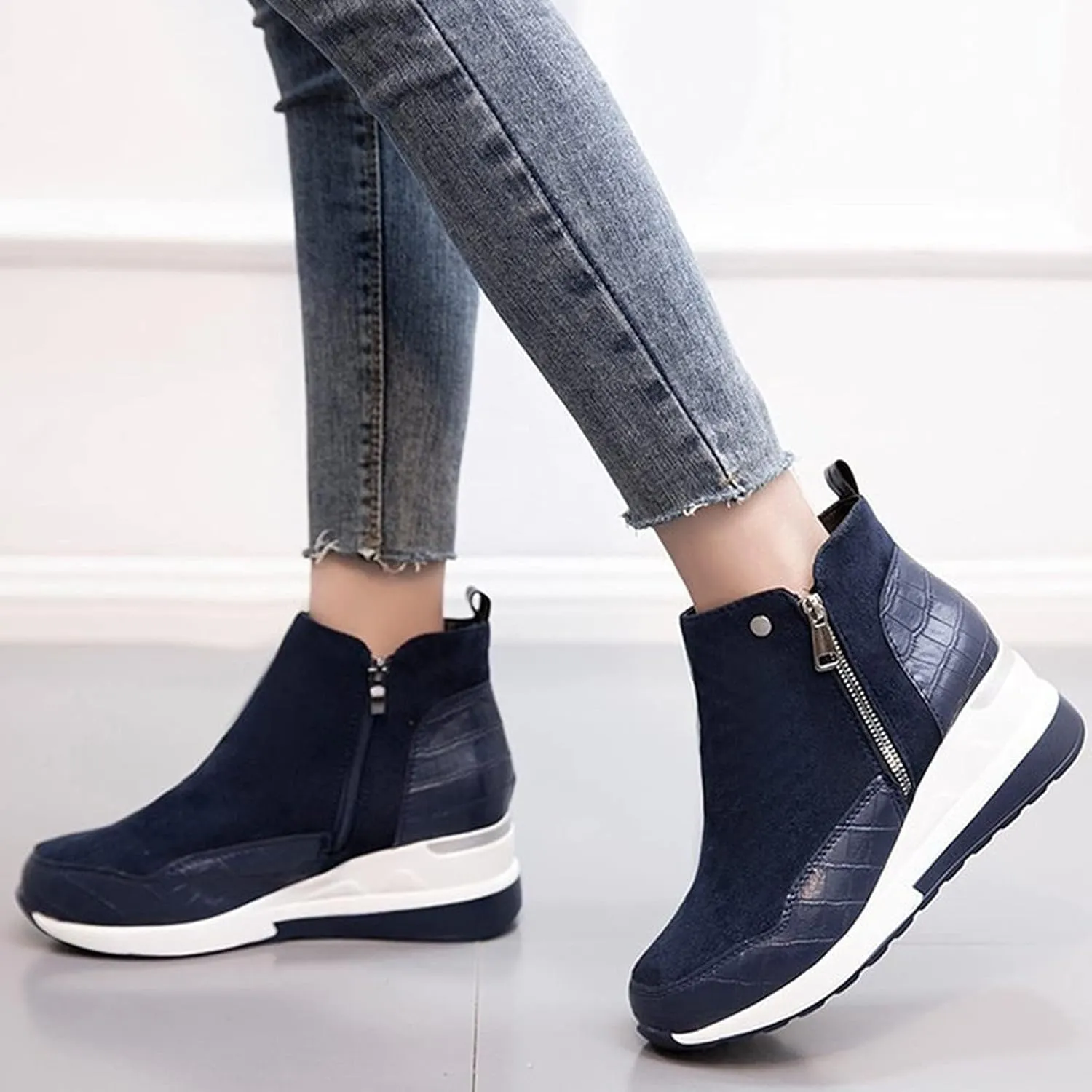 ZBYY Wedge Sneakers for Women Ladies Hidden Heel Sneakers Casual Platform Sneakers Shoes Walking Wedge Shoes