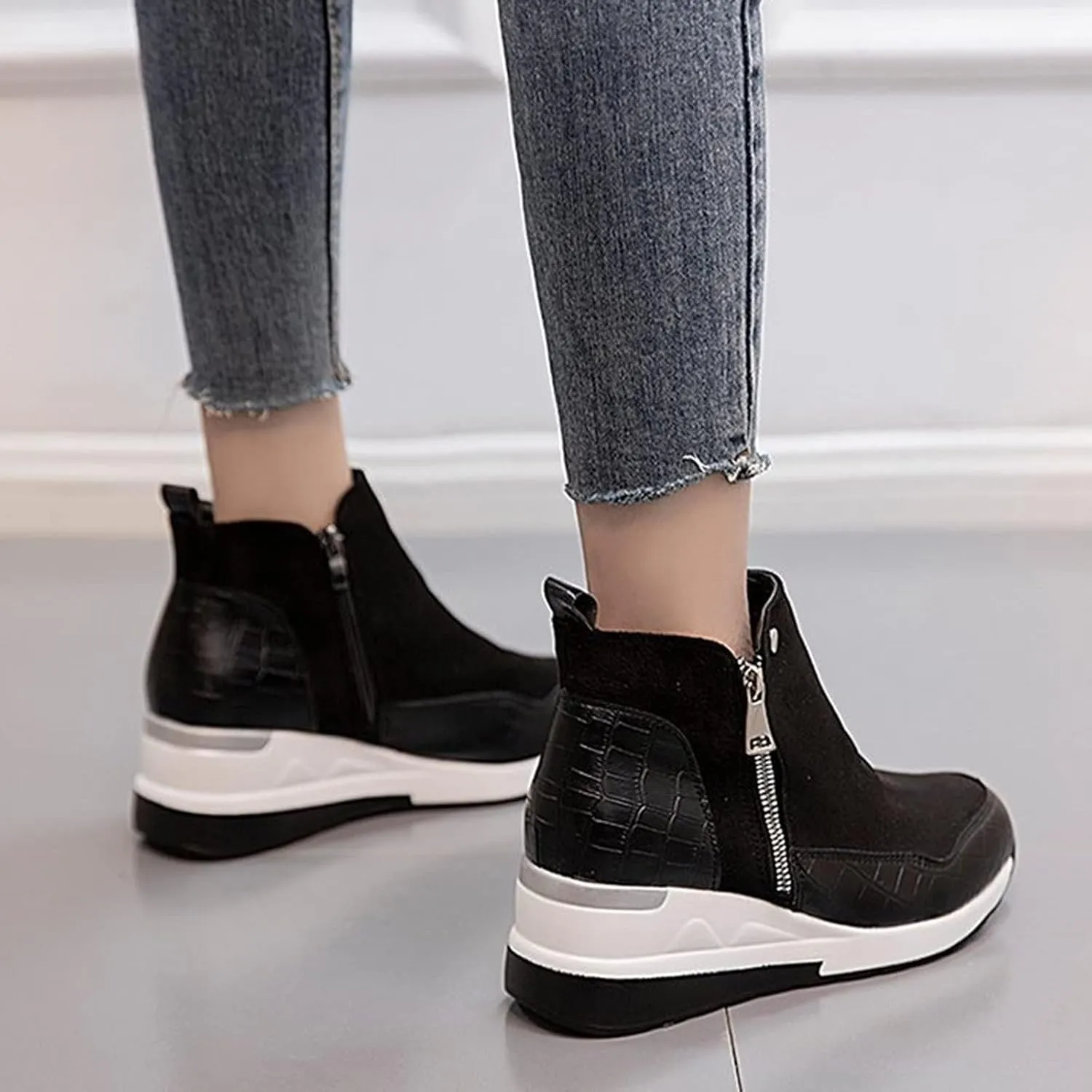 ZBYY Wedge Sneakers for Women Ladies Hidden Heel Sneakers Casual Platform Sneakers Shoes Walking Wedge Shoes